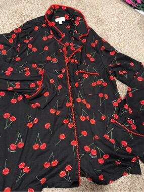Beauty Sleep Social Red Cherry Print Long Pajama Set